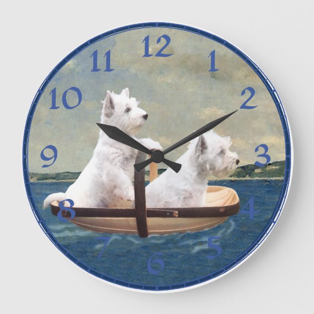 West Highland White Terrier-klocka Stor Klocka (Framsida)