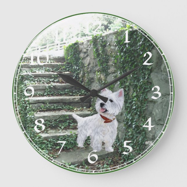 West Highland White Terrier-klocka Stor Klocka (Framsida)