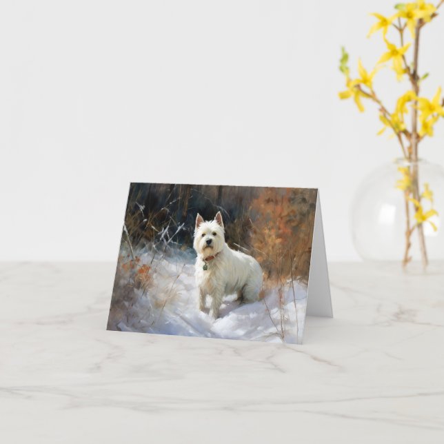 West Highland White Terrier Låt det snöa jul Kort (Gul blomma)