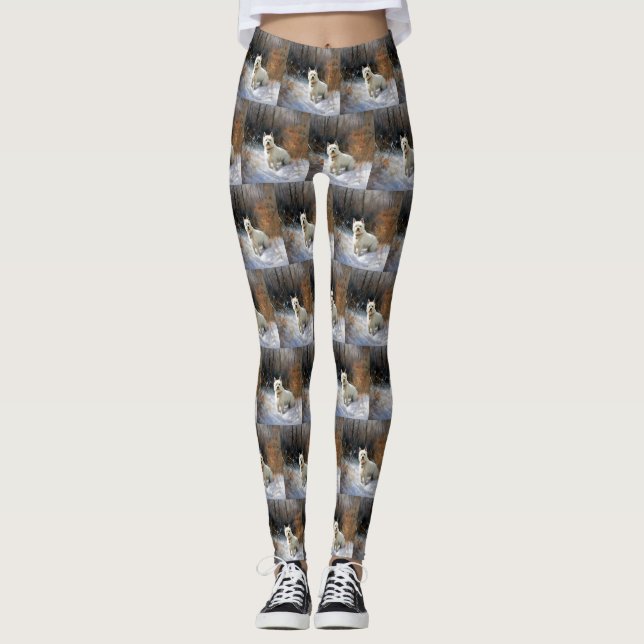 West Highland White Terrier Låt det snöa jul Leggings (Framsida)