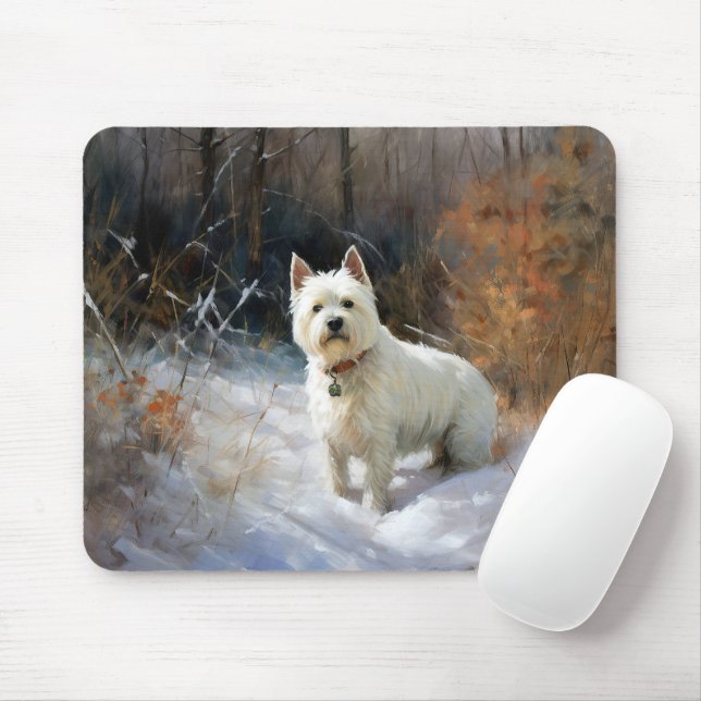 West Highland White Terrier Låt det snöa jul Musmatta (Med mus)