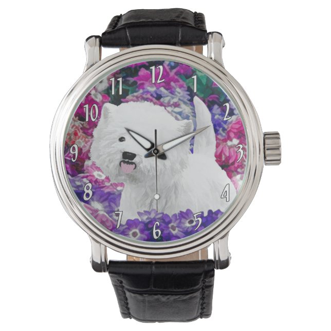 West Highland White Terrier-målning Hundkonst Armbandsur (Framsida)