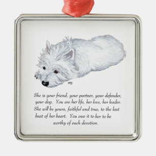 West Highland White Terrier-minne Julgransprydnad Metall