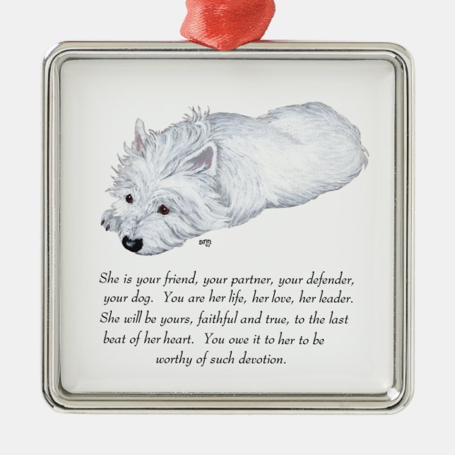 West Highland White Terrier-minne Julgransprydnad Metall (Framsidan)
