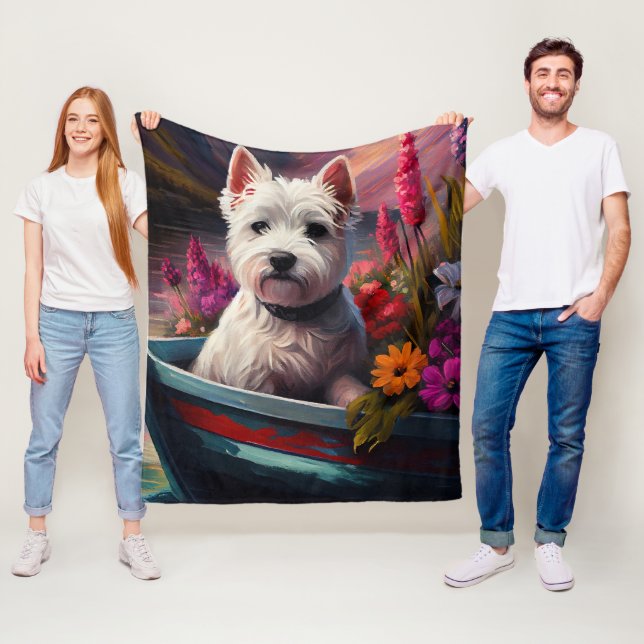 West Highland White Terrier på båt Fleecefilt (På plats)