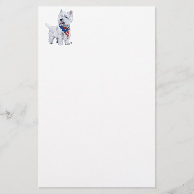 West Highland White Terrier Patriotisk Brevpapper (Framsida)
