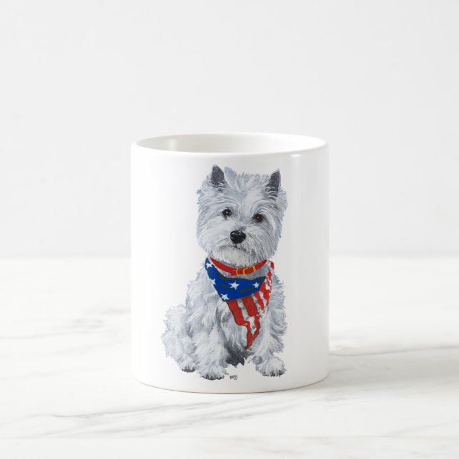 West Highland White Terrier Patriotisk Kaffemugg (Center)