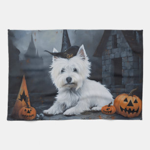 West Highland White Terrier Pumpa Halloween Kökshandduk