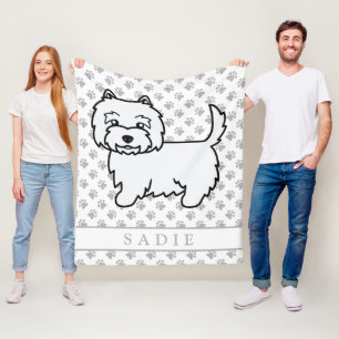West Highland White Terrier Serieteckning Hund & N Fleecefilt