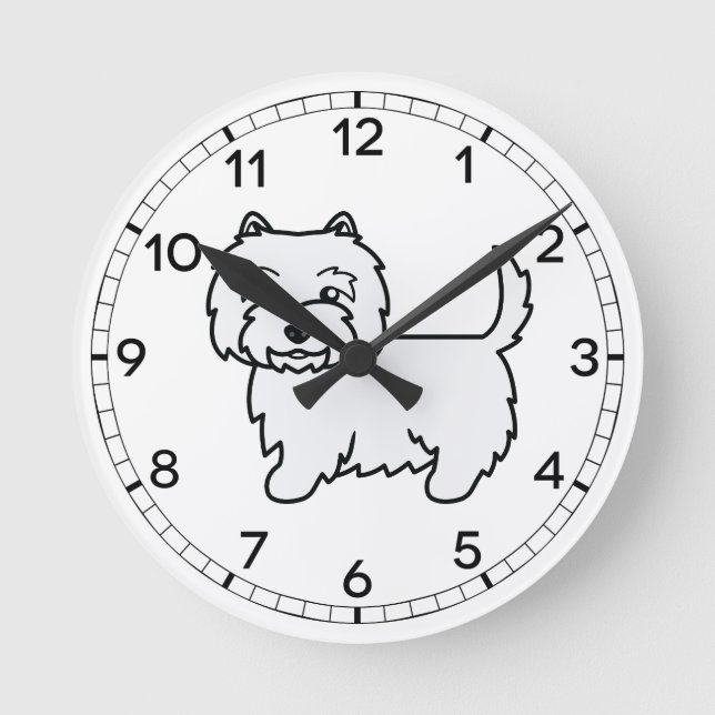 West Highland White Terrier Serieteckning Hund Rund Klocka (Framsida)