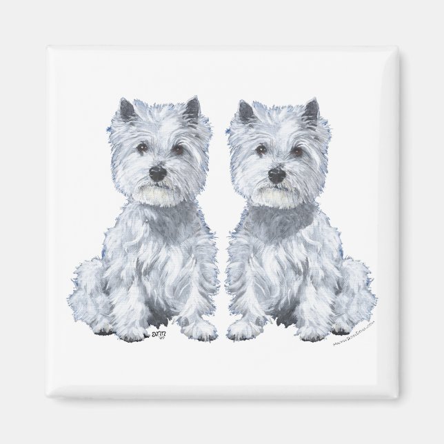 West Highland White Terrier-tvillingar Magnet (Framsidan)
