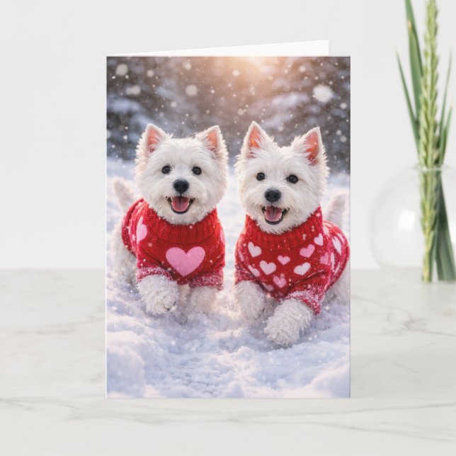 West Highland White Terrier Valentine’s Day Card Kort (Framsida)
