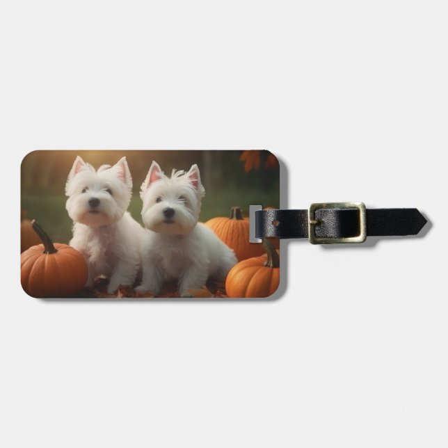 West Highland White Terrier Valp Höst Pumpa Bagagebricka (Horisontell Framsida)