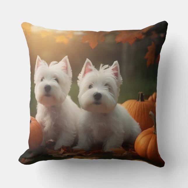 West Highland White Terrier Valp Höst Pumpa Kudde (Framsida)