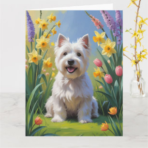 West Highland White Terrier Vårblommor Kort