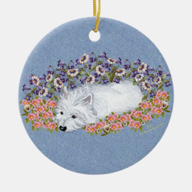 West Highland White Terrier Vila Julgransprydnad Keramik (Framsidan)