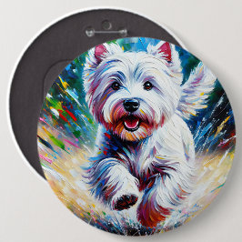 West Highland White Terrier "Westie" Hundporträtt Knapp