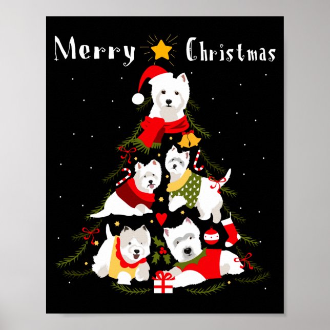 West Highland White Terrier Westie Julgran  Poster (Framsidan)