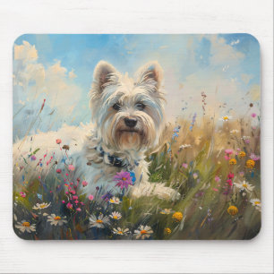 West Highland White Terrier Wildblommor Musmatta