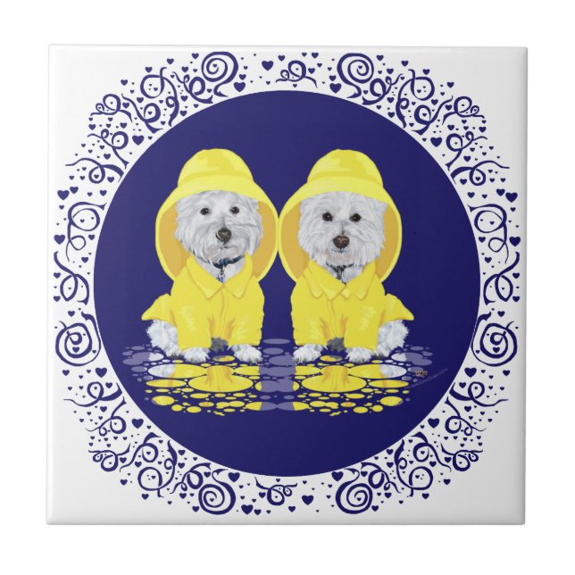 West Highland White Terriers Regn Kakelplatta (Framsidan)