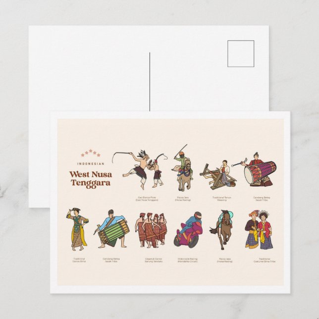 West Nusa Tenggara Indonesia Travel Vykort (Fram/baksida)