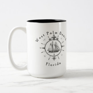 West Palm Beach Florida Nautilus Seglingskompass Två-Tonad Mugg