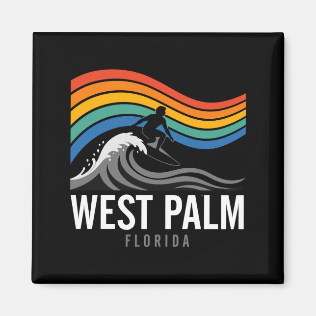 West Palm Beach Florida Surfbräda Surfing Män Magnet (Framsidan)