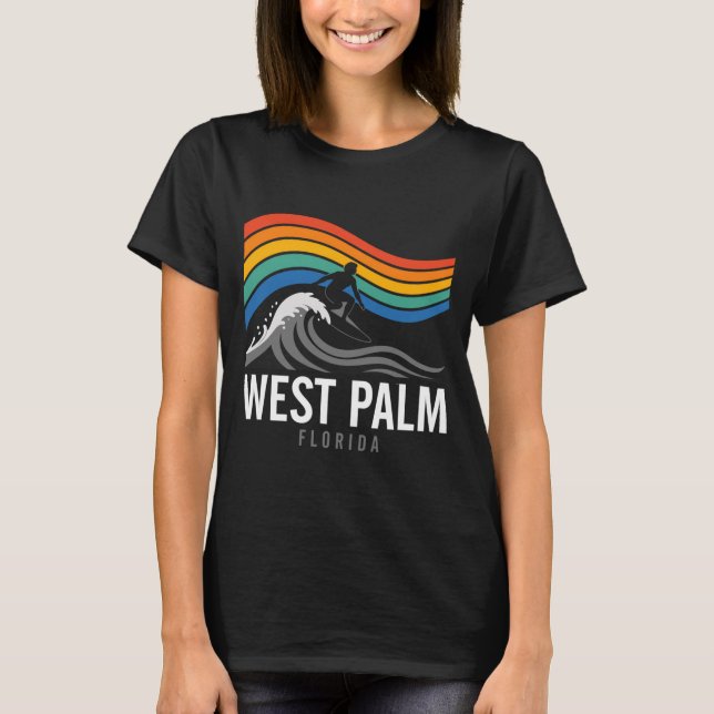 West Palm Beach Florida Surfbräda Surfing Män T Shirt (Framsida)