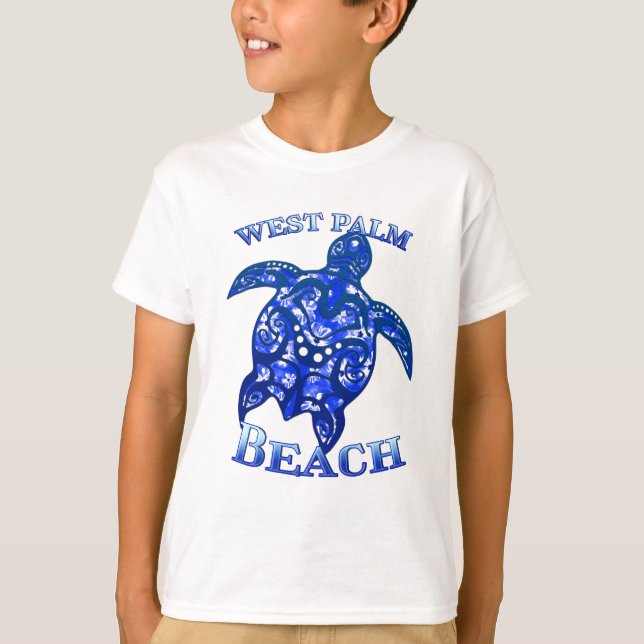 West Palm Beach Florida Vacation Tribal Turtle T Shirt (Framsida)