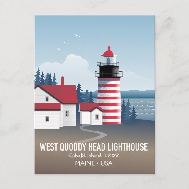 West Quoddy Head Fyren Vykort (Framsida)