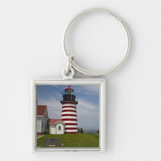 West Quoddy Head Lighthouse State Park är Fyrkantig Silverfärgad Nyckelring (Framsidan)