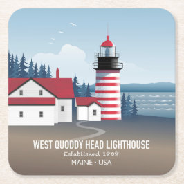 West Quoddy Head Lighthouse Underlägg Papper Kvadrat