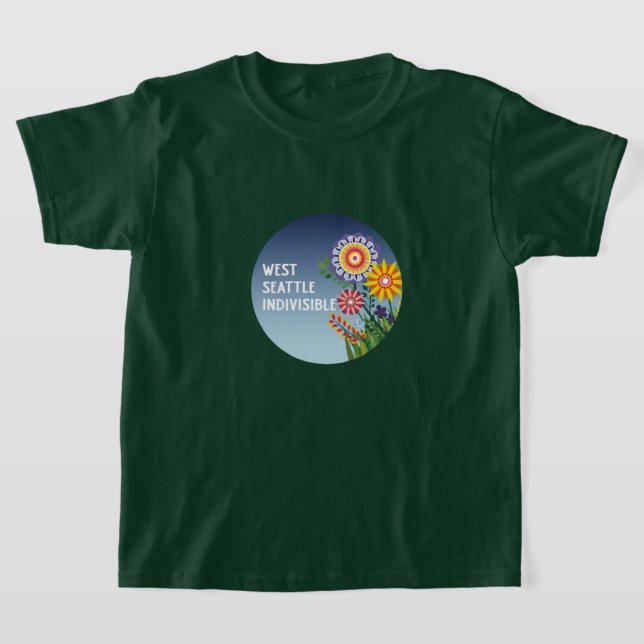 West Seattle Indivisible Kids GreenFlower t-shirt. T Shirt (Laydown)