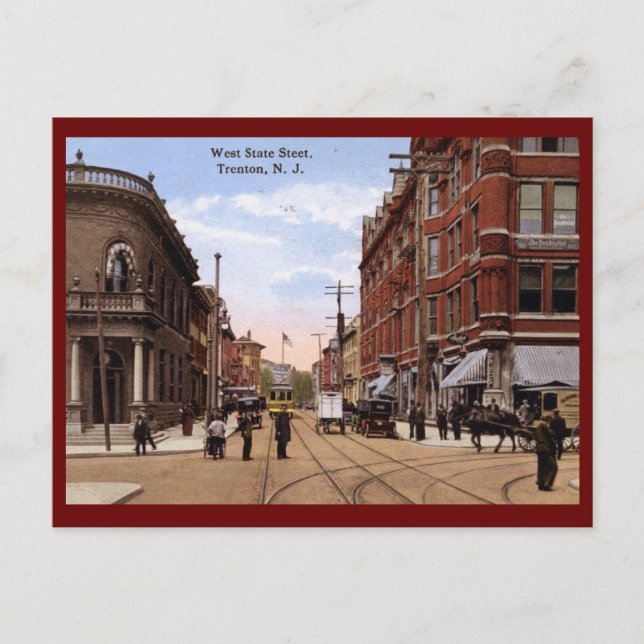 West State St., Trenton NJ 1915 Gammalt foto Vykort (Framsida)