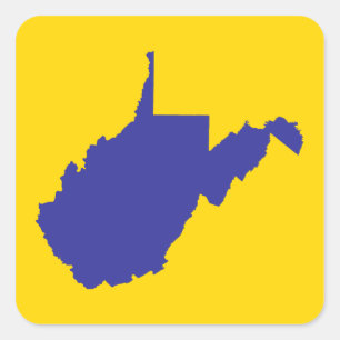 West Virginia Blått och Guld Fyrkantigt Klistermärke