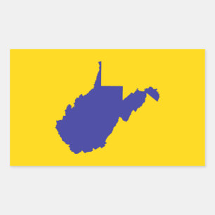 West Virginia Blått och Guld Rektangulärt Klistermärke