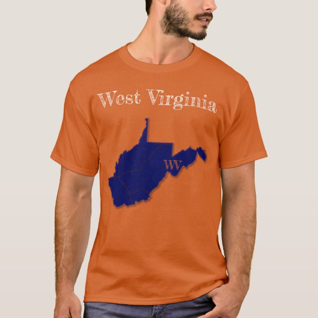 West Virginia Interstate [Navy Blue Design] T Shirt (Framsida)