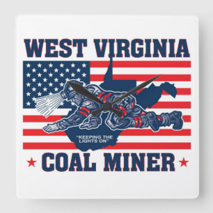 WEST VIRGINIA KOLGRUVARBETARE FYRKANTIG KLOCKA