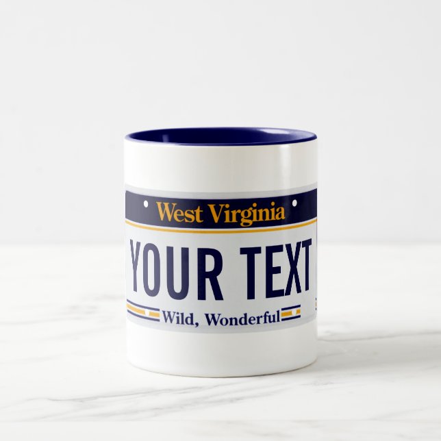 West Virginia registreringsskyltmugg Två-Tonad Mugg (Center)