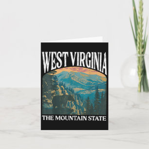 West Virginia Retro Bear Mountain Grafik Kort