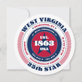 West Virginia State Cirkulär typografi Platt kort
