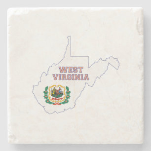 West Virginia statlig flagga och karta Stenunderlägg