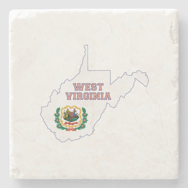 West Virginia statlig flagga och karta Stenunderlägg (Framsidan)