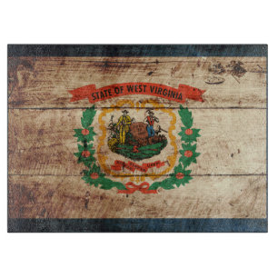 West Virginia statlig flagga på gammalt Wood korn
