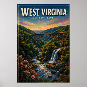 West Virginias bergflodsnatur Scenisk äventyr Poster