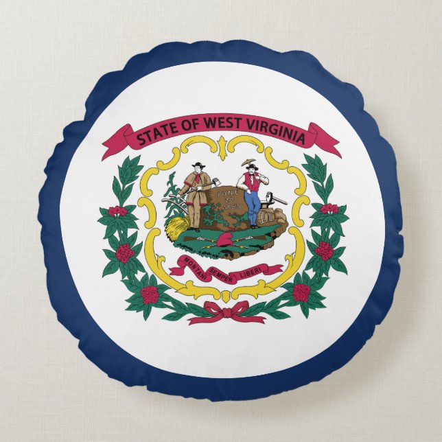 West Virginias delstatsflagga Rund Kudde (Framsidan)
