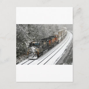 Westbound tåg i snö vykort