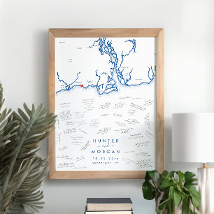Westbrook Bröllop Modern Navy Guest Bok Poster