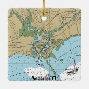Westbrook CT Nautical Chart Julgransprydnad Keramik