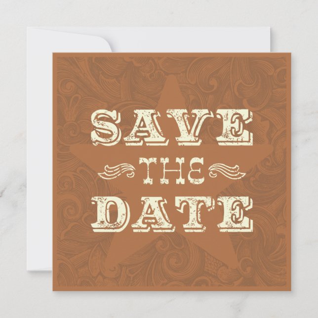 Wester Save the Date-Mörken (två sidor) brun Spara Datumet (Framsida)